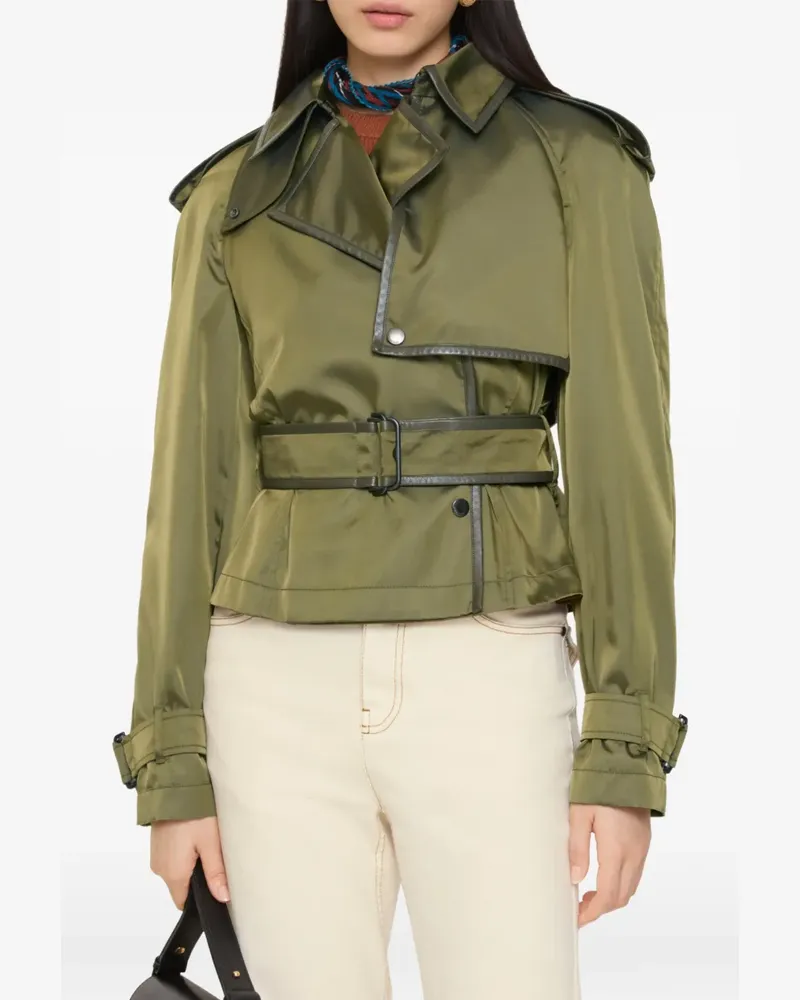 Burberry Lederjacke mit Druckknöpfen - Grün Grün