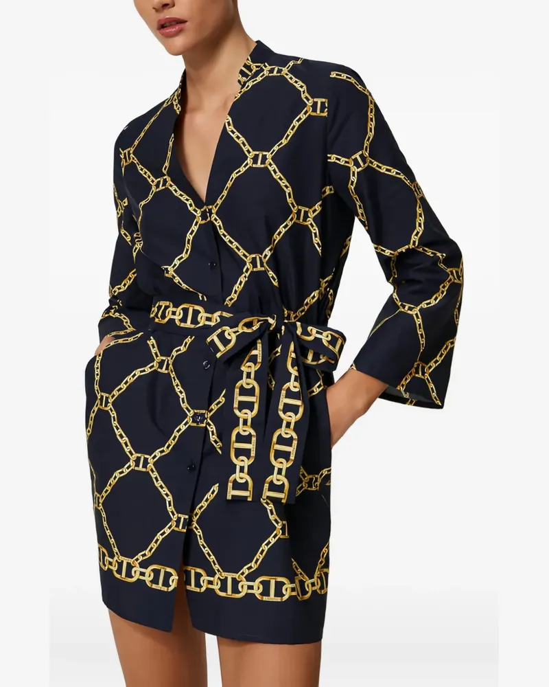 Twin-Set chain-print poplin mini dress - Schwarz Schwarz