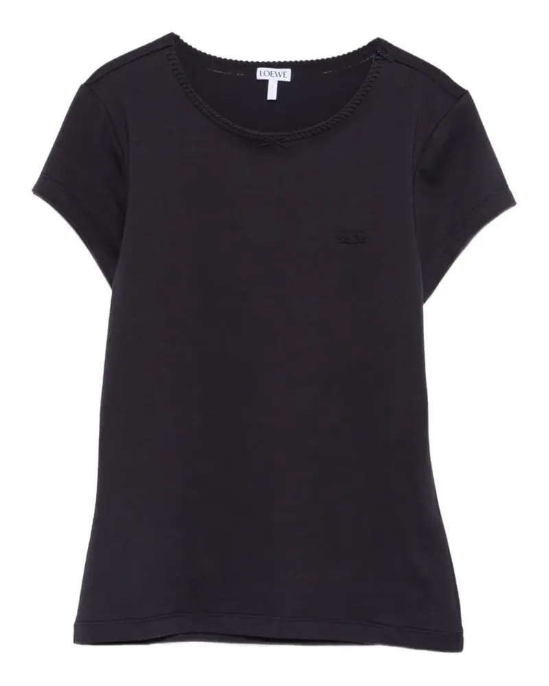 Loewe Anagram-embroidered bow-detail T-shirt - Blau Blau
