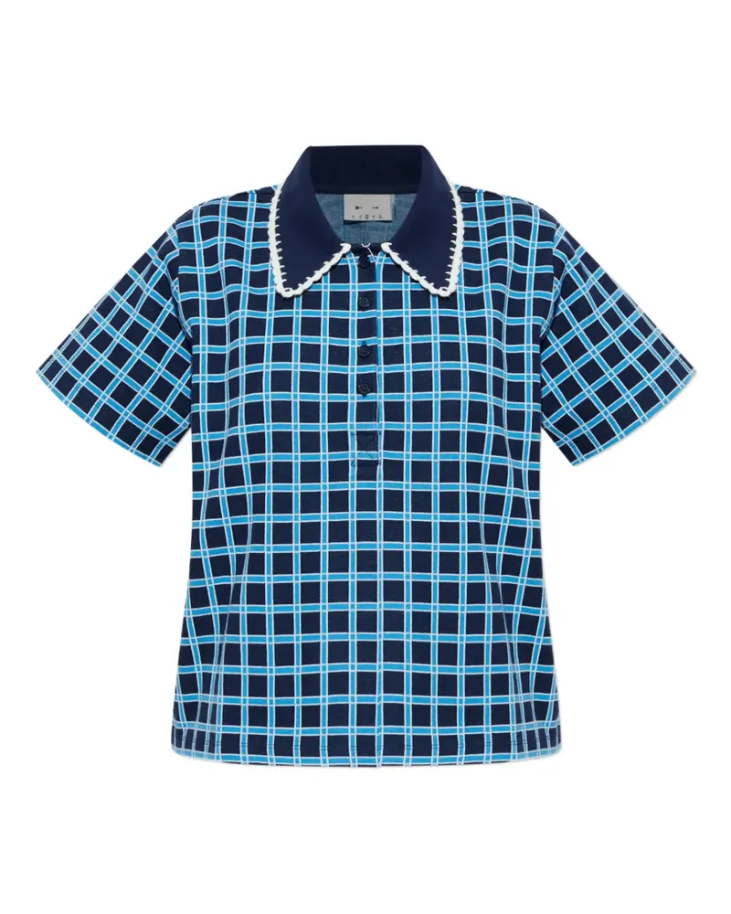 The Upside Kariertes Clubhouse Poloshirt - Blau Blau
