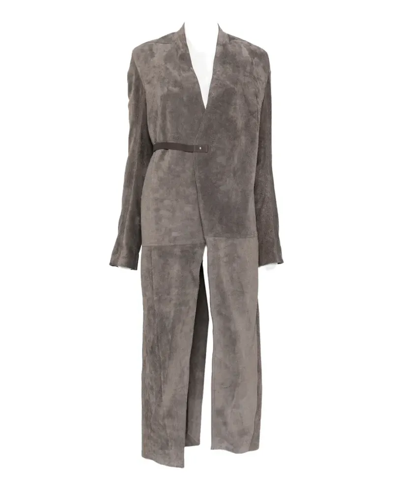 Rick Owens suede wrap-style coat - Grau Grau