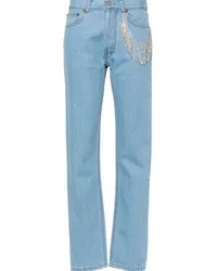 Forte Couture Straight-Leg-Jeans mit Kristallen Blau