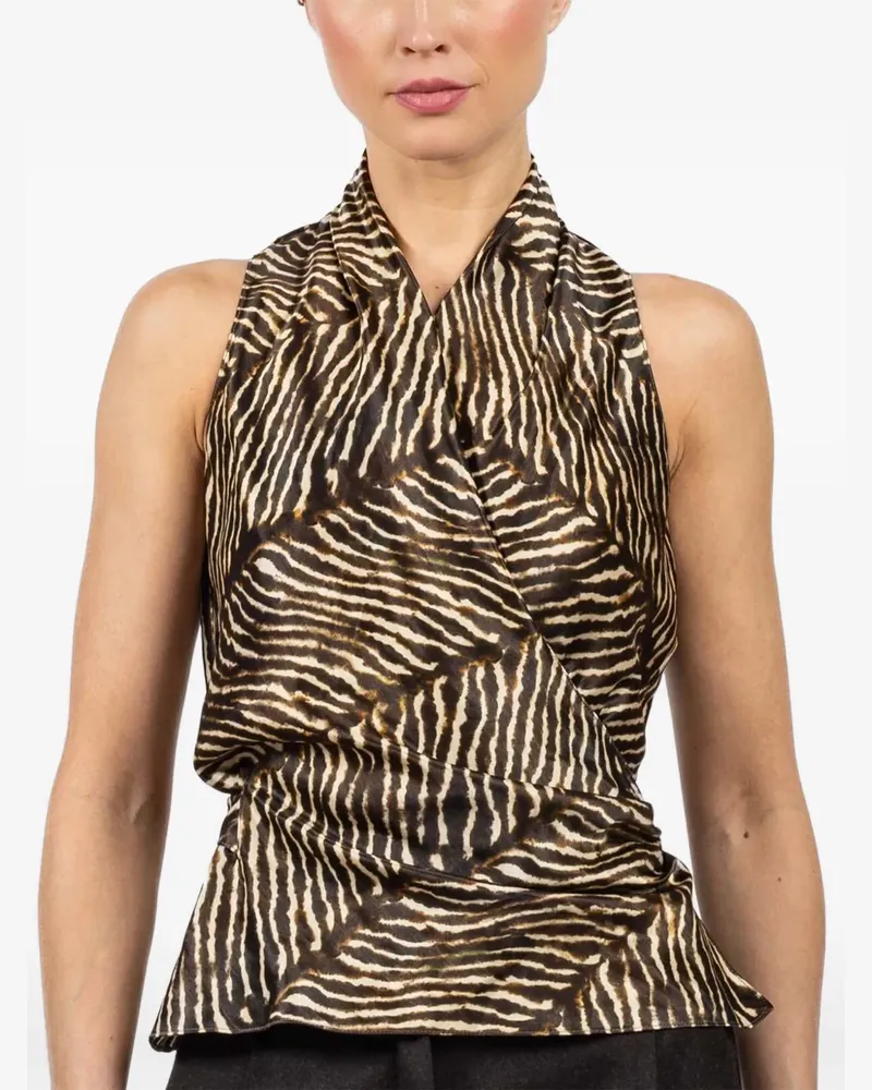 Peter Cohen zebra-print tie top - Braun Braun