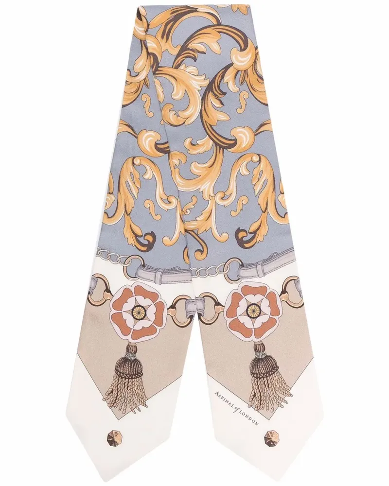 Aspinal of London Seidenschal mit Print - Nude Nude