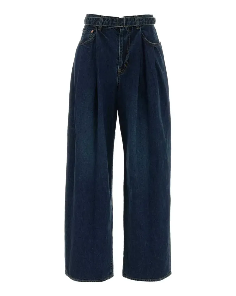 Sacai Plissierte Jeans mit Gürtel - Blau Blau