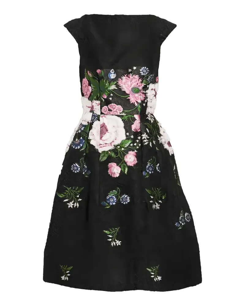 Oscar de la Renta embroidered fil coupé cloqué midi dress - Schwarz Schwarz