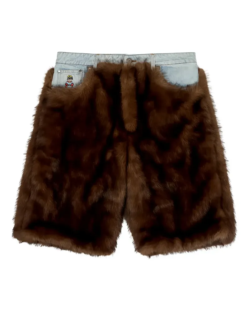 KidSuper faux-fur shorts - Braun Braun