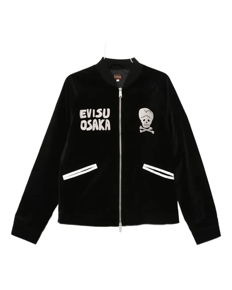 Evisu Bestickte Bomberjacke - Schwarz Schwarz