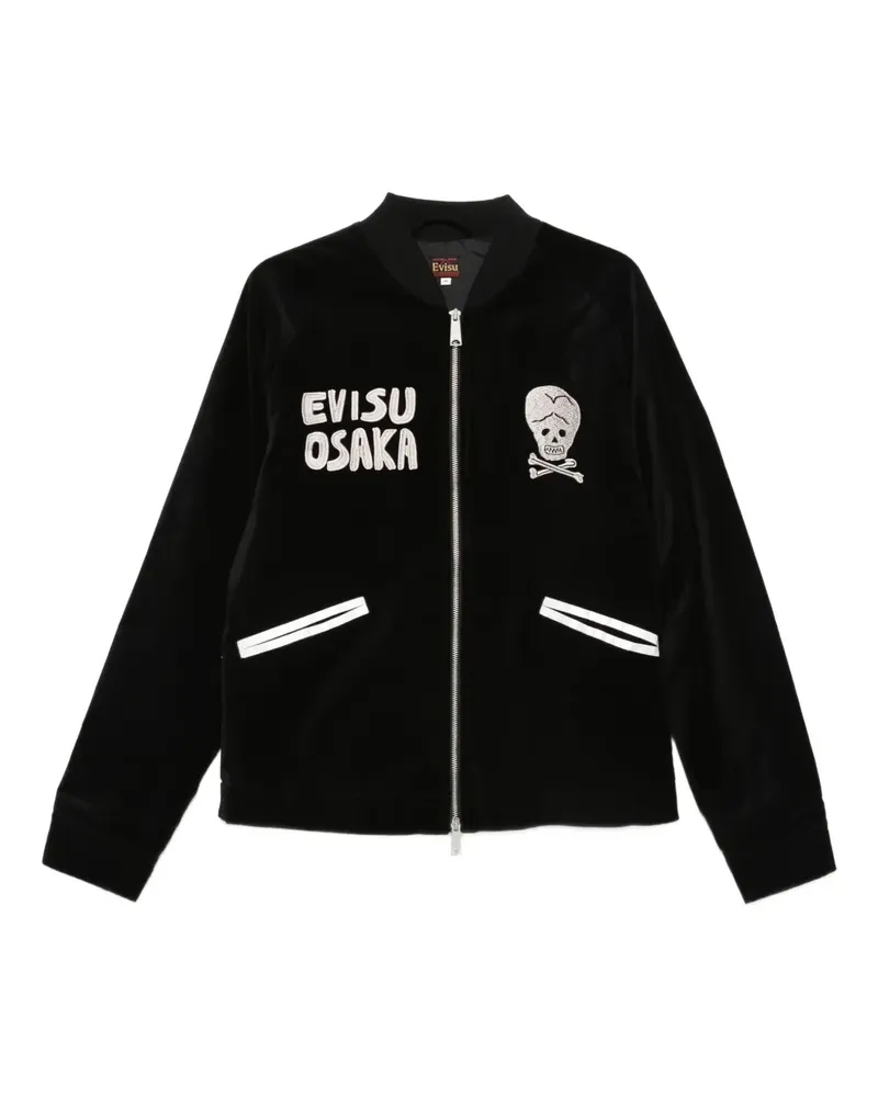 Evisu Bestickte Bomberjacke - Schwarz Schwarz