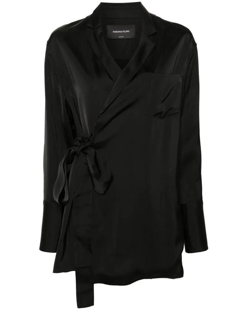 Fabiana Filippi Offener Blazer aus Satin - Schwarz Schwarz