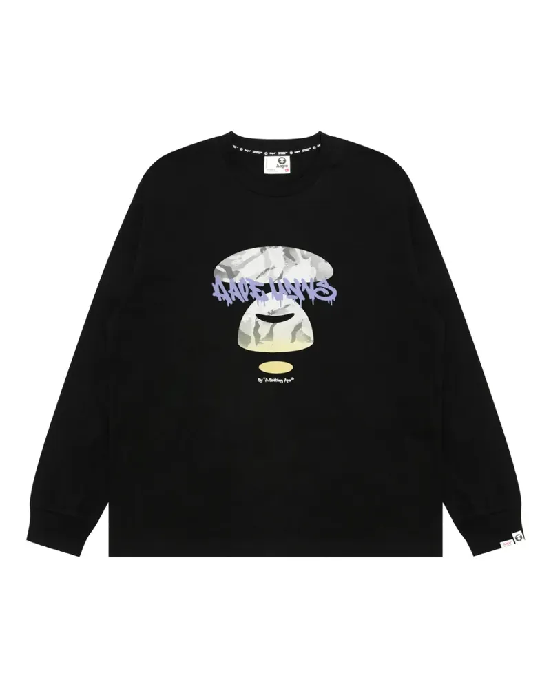 BAPE T-Shirt mit Moonface-Print - Schwarz Schwarz