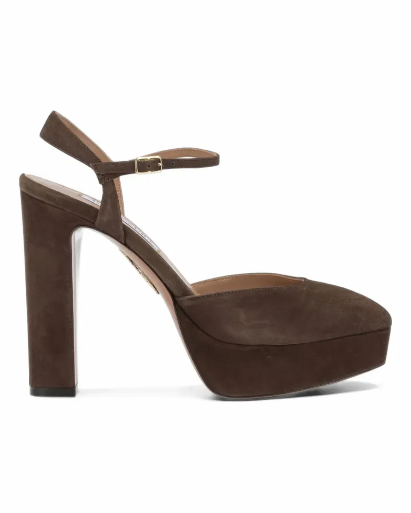 Aquazzura Amira Plateau-Pumps aus Wildleder - Braun Braun