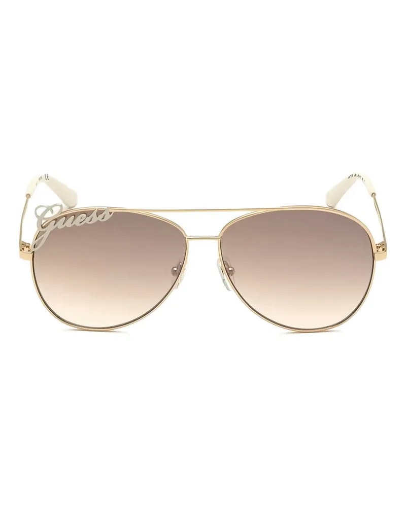 Guess logo-lettering navigator-frame sunglasses - Gold Gold