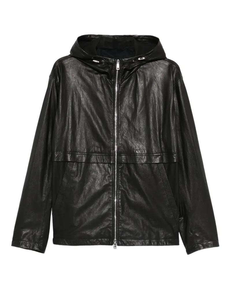 Tagliatore Lederjacke mit Kapuze - Schwarz Schwarz