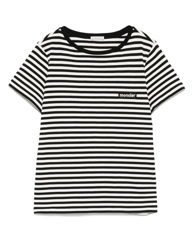 Moncler Gestreiftes T-Shirt - Schwarz Schwarz