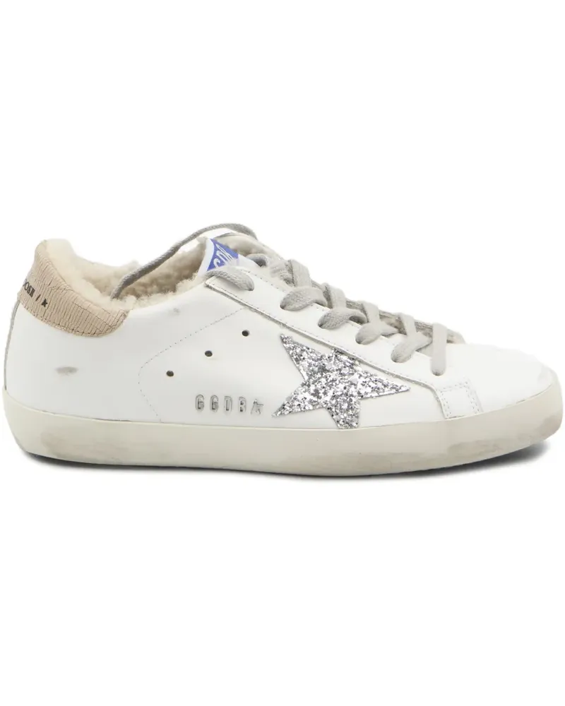 Golden Goose Super-Star glittered-star shearling-lining sneakers - Weiß Weiß