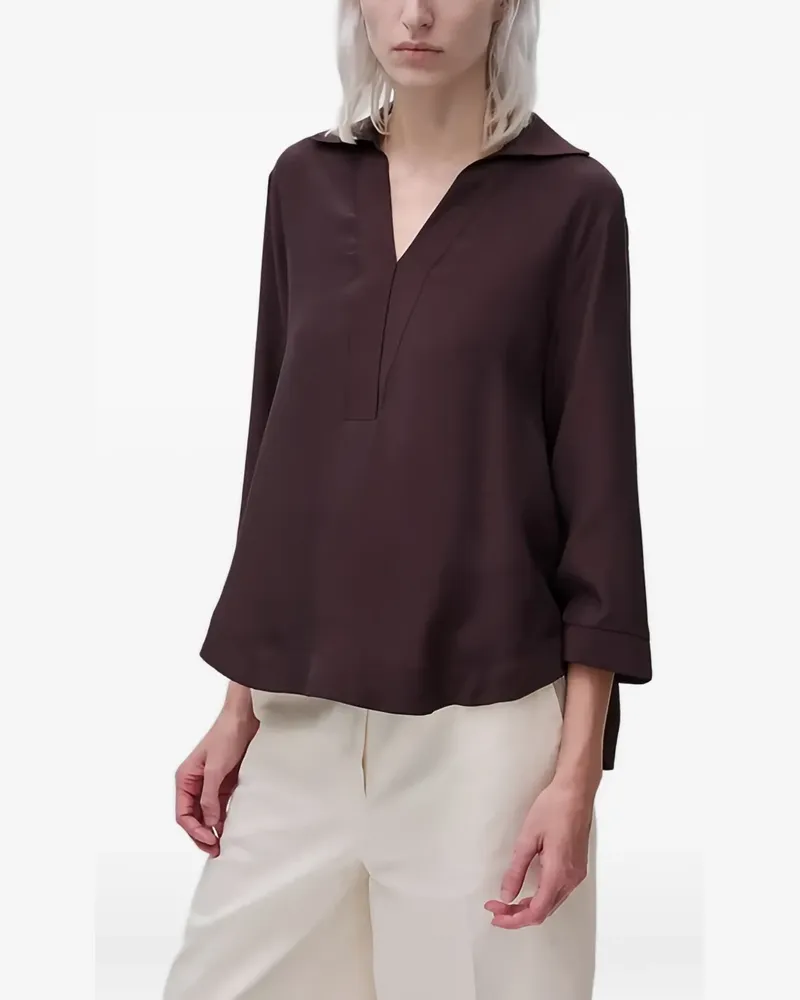 Benetton V-neck three-quarter sleeve blouse - Braun Braun