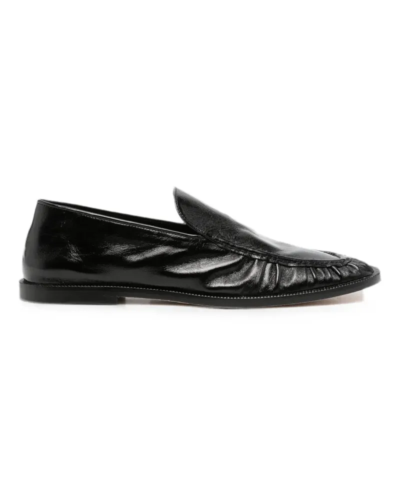 ALYSI gathered leather loafers - Schwarz Schwarz