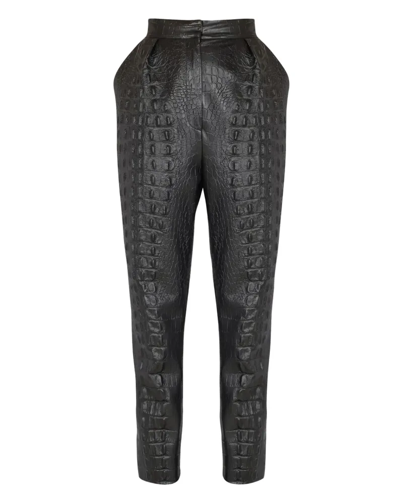 Balmain Hose in Kroko-Optik - Schwarz Schwarz