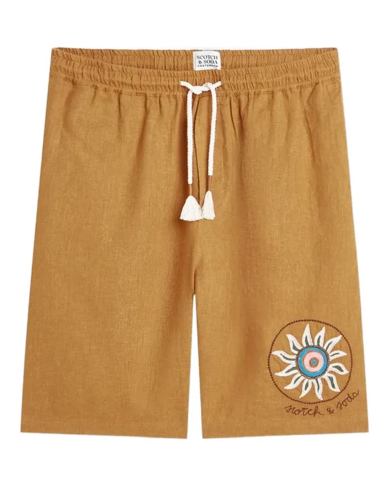 Scotch&Soda Bestickte Shorts mit Kordelzug - Braun Braun