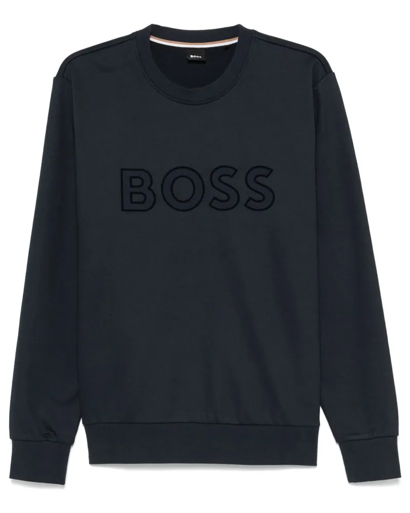 HUGO BOSS Sweatshirt mit geflocktem Logo Blau