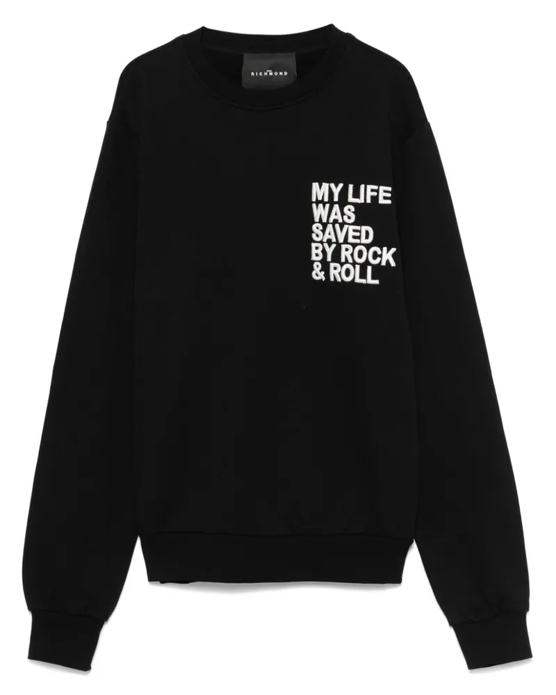 John Richmond Sweatshirt mit Textstickerei - Schwarz Schwarz