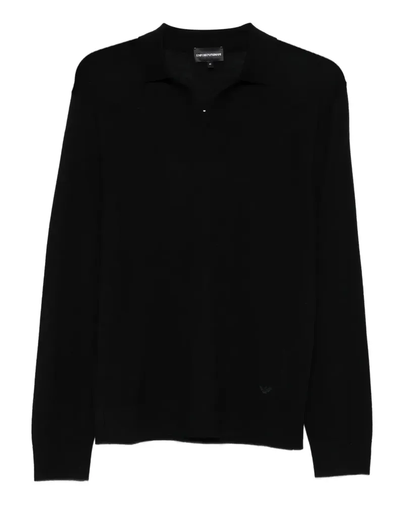 Emporio Armani Langärmeliger Pullover mit Polokragen - Schwarz Schwarz