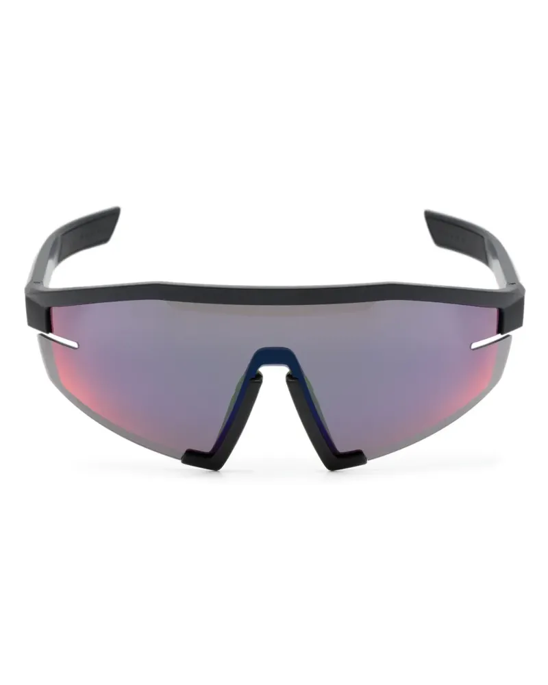Prada Linea Rossa Sonnenbrille mit Shield-Gestell - Schwarz Schwarz