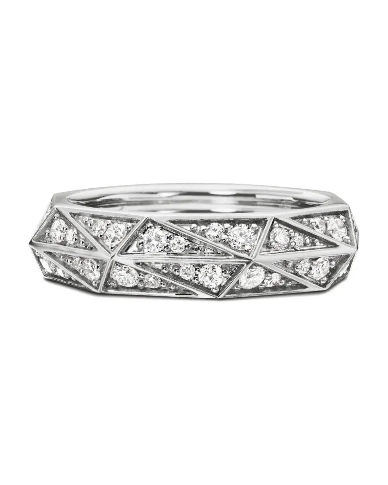 David Yurman Torqued Faceted Sterlingsilber-Ring mit Diamanten (6mm Silber