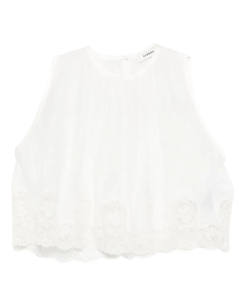 Sandro Bluse mit Spitzensaum - Weiß Weiß