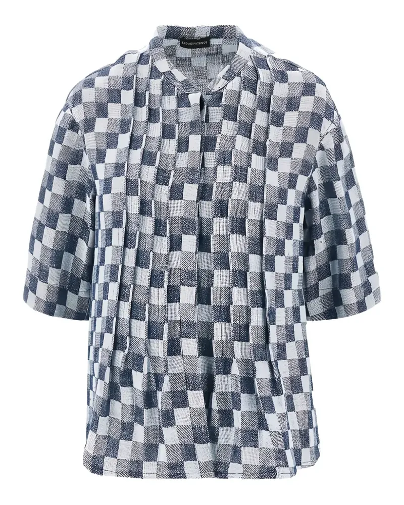 Emporio Armani check-pattern jacquard shirt - Blau Blau