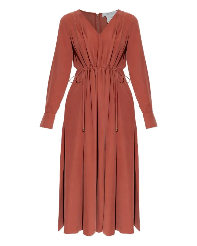 Max Mara Midikleid mit V-Ausschnitt - Braun Braun