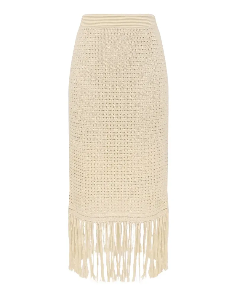 Zimmermann Indra fringe-trim skirt - Nude Nude