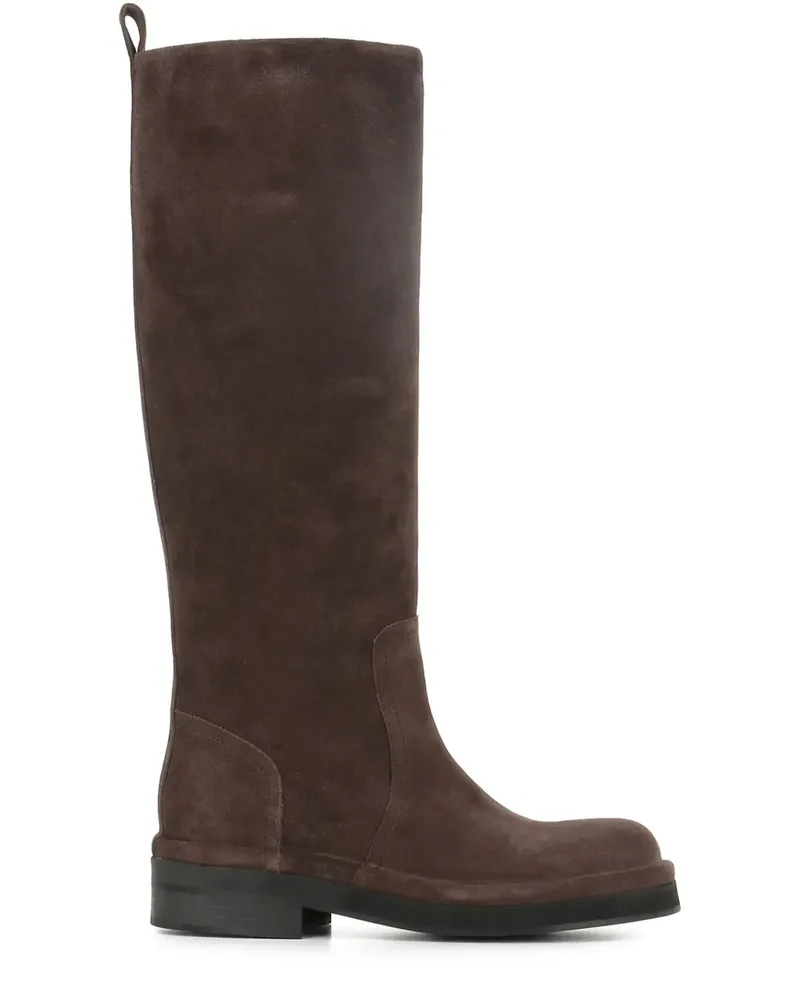 Roberto del Carlo pull-tab suede boots - Braun Braun