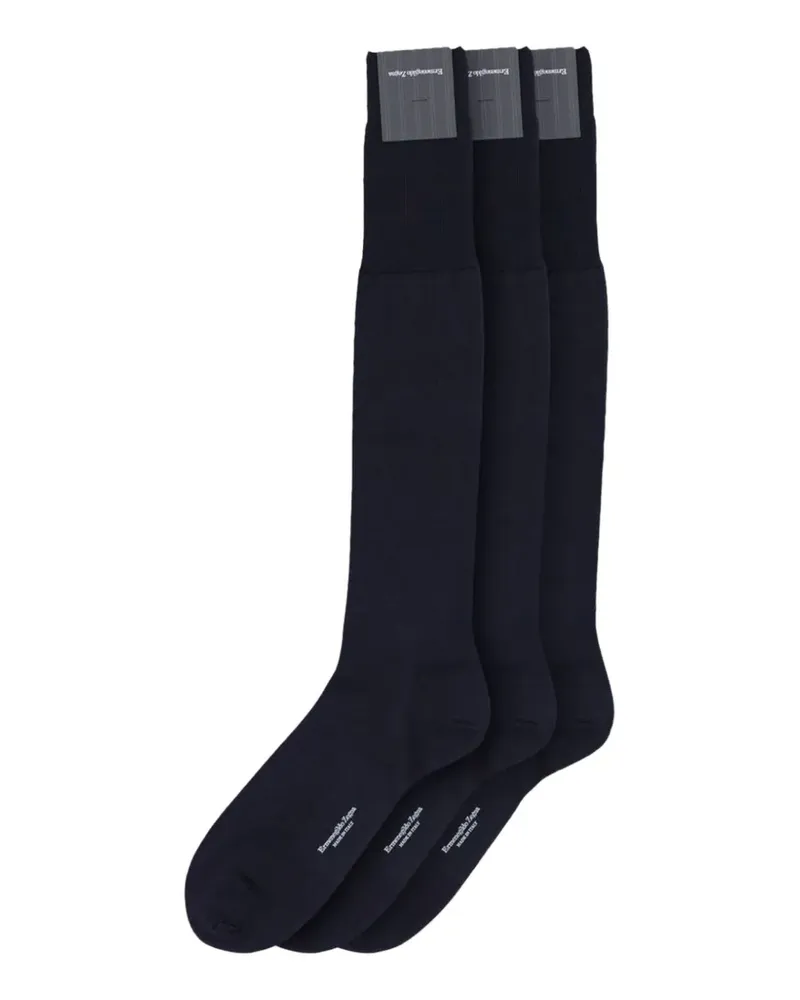 Ermenegildo Zegna ribbed-knit knee-high socks - Blau Blau