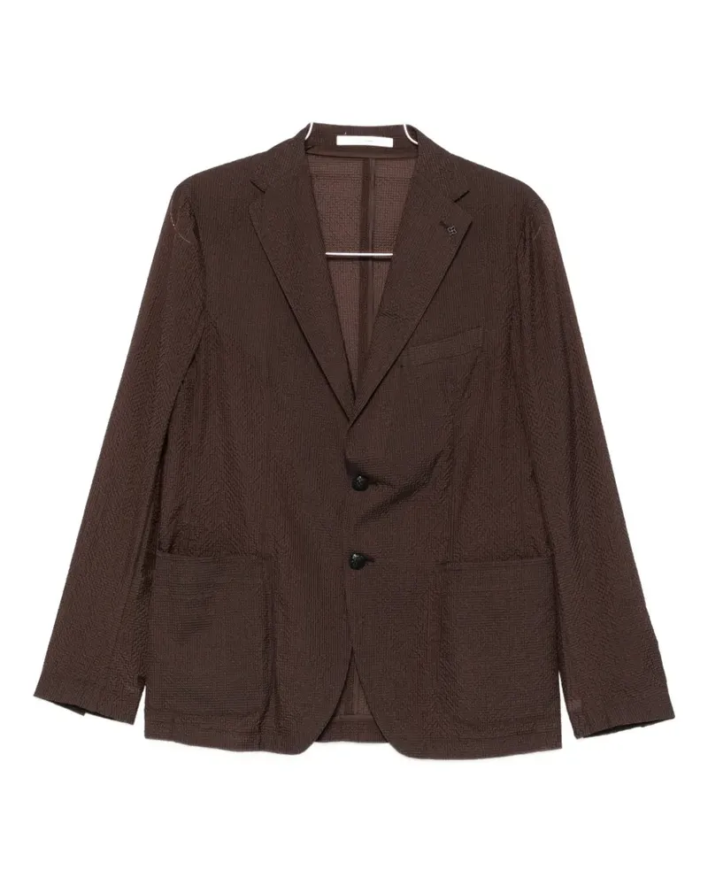 Tagliatore Dakar seersucker-textured single-breasted blazer - Braun Braun