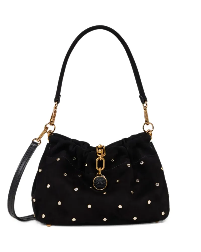 Etro Kleine Vela Blossom Tasche aus Wildleder mit Schmucknieten - Schwarz Schwarz