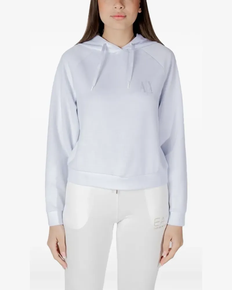 Armani Exchange logo-print raglan-sleeve hoodie - Weiß Weiß
