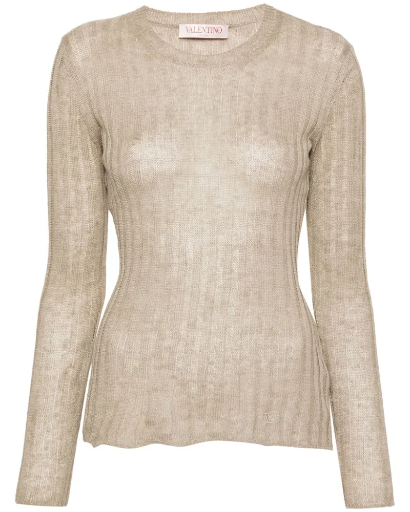 Valentino Garavani Gerippter Pullover aus Leinen Nude