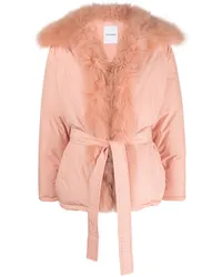 Yves Salomon Daunenjacke mit Shearling-Besatz Rosa