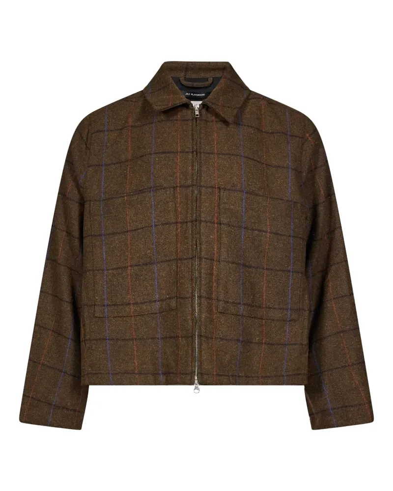 Song For The Mute checked zip-fastening jacket - Braun Braun