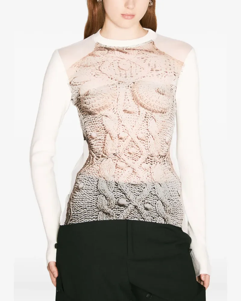 Jean Paul Gaultier Mesh-Oberteil mit grafischem Print - Nude Nude