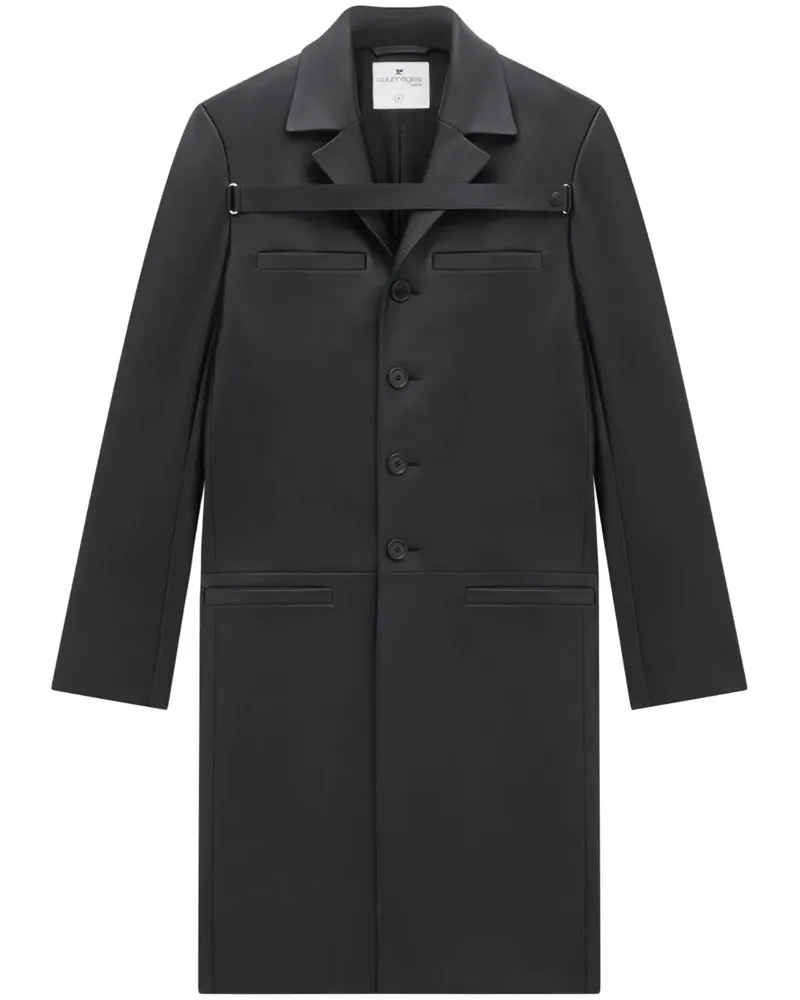 Courrèges Einreihiger Ledermantel - Schwarz Schwarz