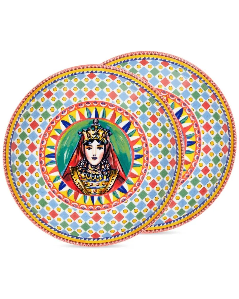 Dolce & Gabbana Set aus zwei Suppenschüsseln mit Print - Blau Blau