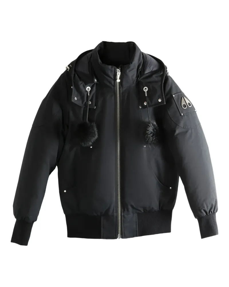 Moose Knuckles hooded pompom jacket - Schwarz Schwarz