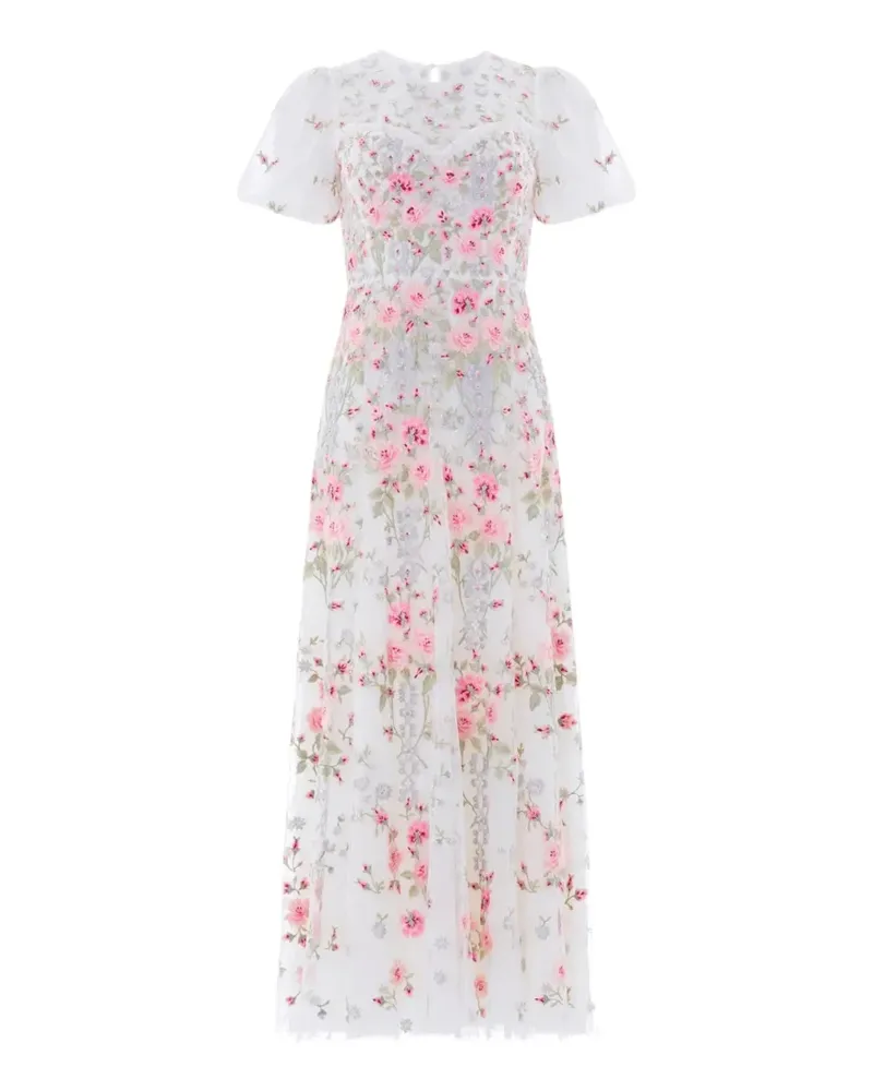 Needle & Thread Garden Rose embroidered tulle gown - Weiß Weiß
