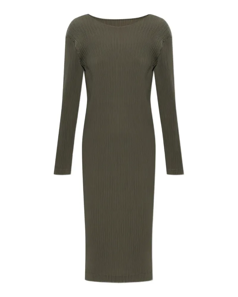 Issey Miyake pleated long-sleeve midi dress - Grün Grün
