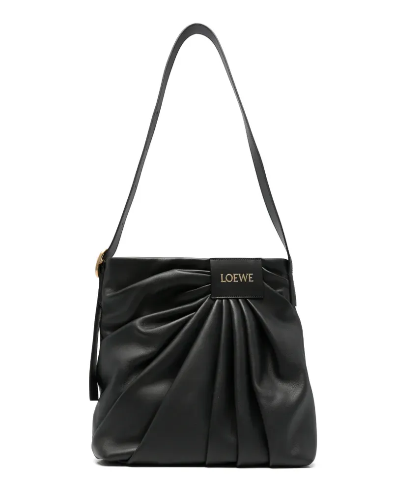 Loewe Schultertasche mit Logo-Patch - Schwarz Schwarz