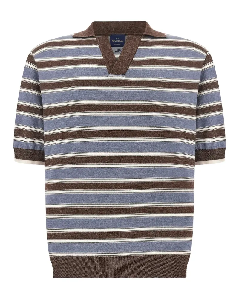 Paul & Shark Gestricktes Poloshirt mit Streifen - Blau Blau