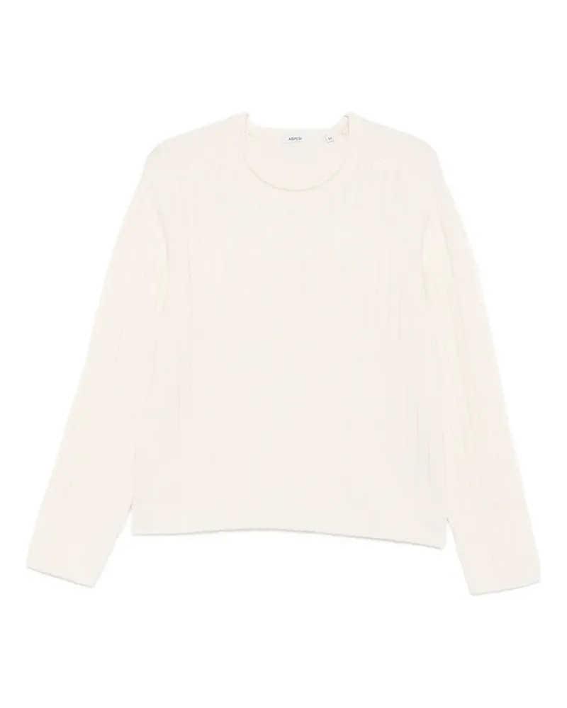 ASPESI Gerippter Pullover - Weiß Weiß